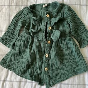 100% cotton Green Baby Girl Dress